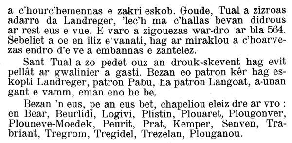 Texte en breton, vie de Saint Brieuc, eveque, 417-510, Perrot- Ar Moal, Buhe ar zent, 1912.